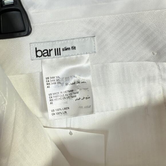 Bar III Men's Slim-Fit 100% Linen Suit Pants  white, 34X30 $135 - Picture 7 of 10